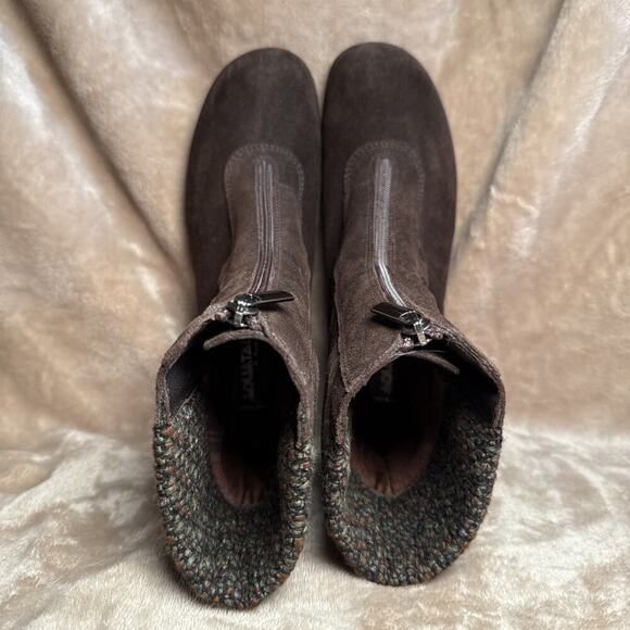 Aquatalia Brown Suede leather Waterproof Wedge Heel Zip Boots Women’s Size‎ 7.5 - Picture 6 of 8